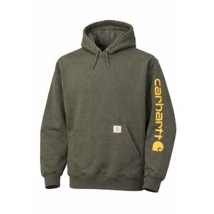 Carhartt Hoodie Mens Medium Regular Green Sleeve Logo Workwear Heavyweight